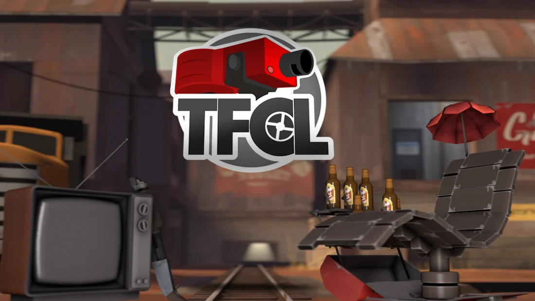 Original TFCL artwork with the league logo on a TF2 map